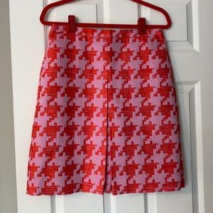 NWT J. Crew houndstooth skirt. Purple and orange, size 8.